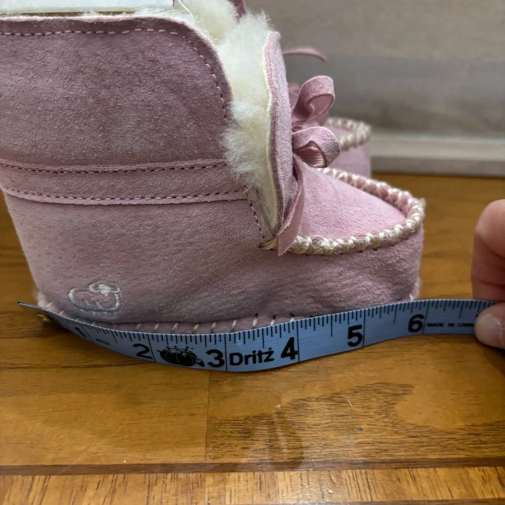 Toddler girls' LAMO Baby‎ Moc PINK Bootie Soft Wool Lining Moccasins Sz xl(5)